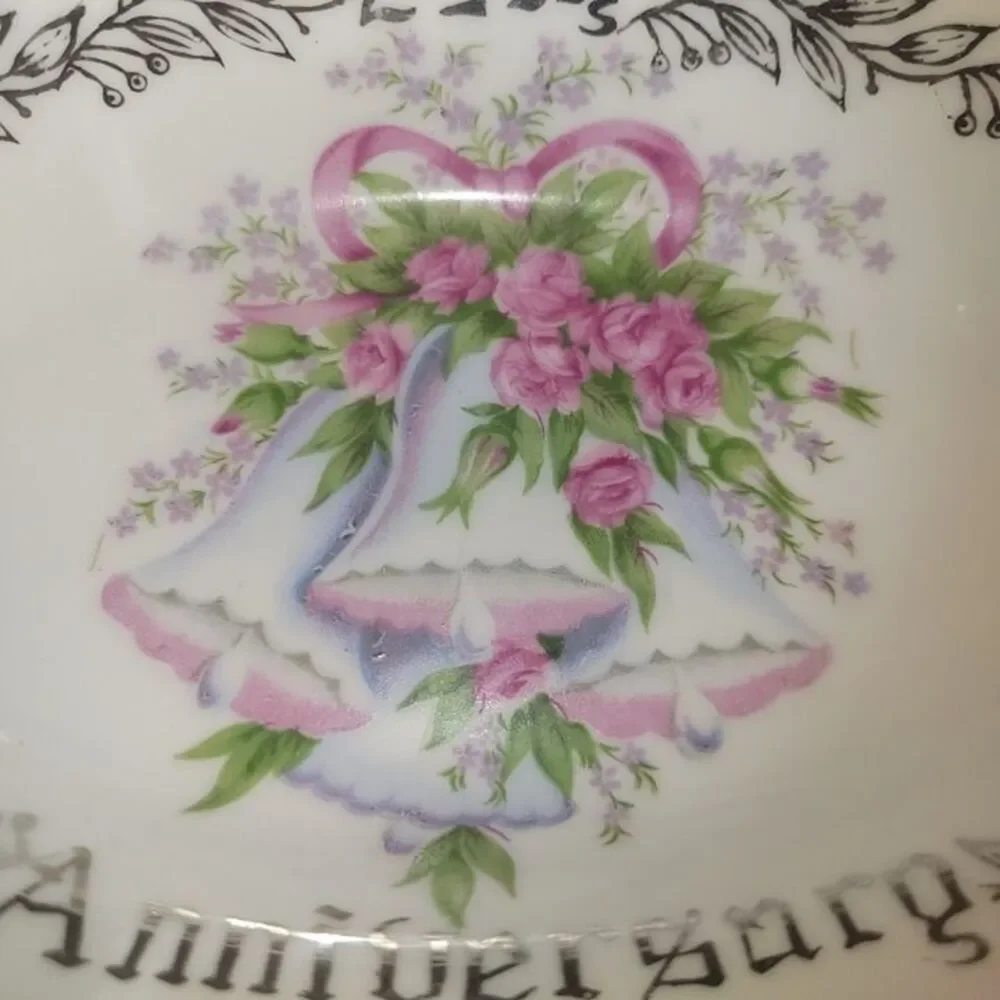 PlateVintage Royal Crown Japan 25th Anniv. Plate Silver Trim Arnart Porcelain 8.